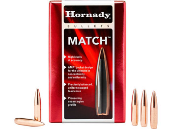 Hornady 30501 Match 30 Cal .308 168 gr Hollow Point Boat Tail Match 100 Per Box/ 15 Case
