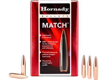 Hornady 30501 Match 30 Cal .308 168 gr Hollow Point Boat Tail Match 100 Per Box/ 15 Case
