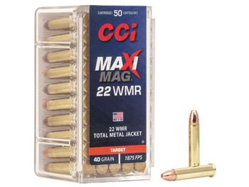 CCI 0023 Maxi-Mag Rimfire 22WMR 40gr Total Metal Jacket 50 Per Box/40 Case