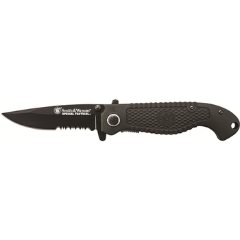 Smith & Wesson Knives CKTACBSCP Special Tactical  3.50" Folding Part Serrated Stainless Steel Blade 4.60" Black                                                                                         