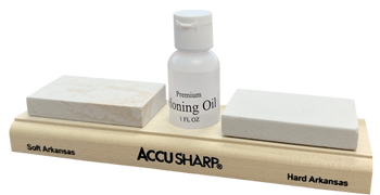 AccuSharp 023C Whetstone Combo Kit Fine, Coarse Natural Arkansas Stone Sharpener Includes Honing Oil                                                                                                    