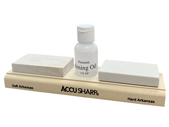 AccuSharp 023C Whetstone Combo Kit Fine, Coarse Natural Arkansas Stone Sharpener Includes Honing Oil