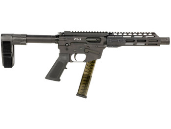 FREEDOM ORDNANCE FX9P8SBM FX-9 9mm Luger 31+1 8" Black Nitride Steel Barrel, M-LOK Handguards, Black Anodized Aluminum Picatinny Rail Receiver, Black SB Mini Brace, AR15 Grip