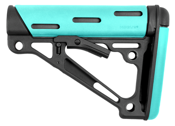 Hogue 13440 OverMolded Collapsible Buttstock Aqua OverMolded Rubber Black Synthetic AR-15, M16 with Mil-Spec Tube (Tube Not Included)                                                                   