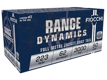 Fiocchi 223C Range Dynamics 223Rem 62gr Full Metal Jacket Boat Tail 50 Per Box/20 Case