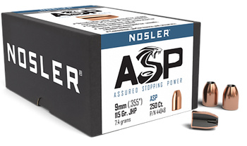 Nosler 44848 Assured Stopping Power  9mm 115gr Jacketed Hollow Point 250/Box                                                                                                                            