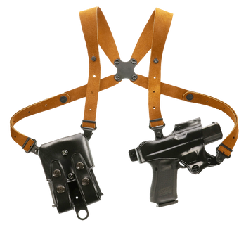 Galco JR212B Jackass Rig Shoulder System Shoulder Size Fits Chest Up To 56" Black Leather Harness Fits 1911 Right Hand                                                                                  