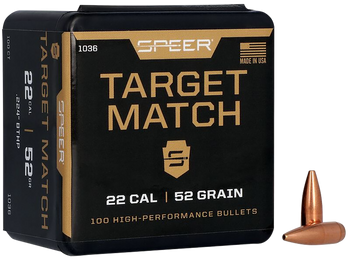 Speer 1036 Rifle Plinking Target Match .224 52 gr Hollow Point Boat Tail                                                                                                                                