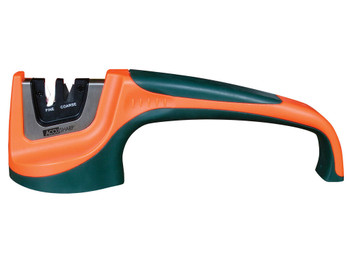 AccuSharp 039C Pull-Through Sharpener Hand Held Fine, Coarse Tungsten Carbide and Ceramic Sharpener Rubber Handle Black/Orange