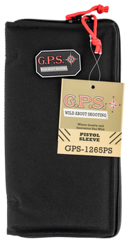 GPS Bags 1265PS Pistol Sleeve  Large Black Nylon with Locking Zippers & Thin Design Holds 1 Handgun                                                                                                     