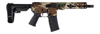 Shark Coast Tactical SCC07206M81-P Woodland Camo 5.56 NATO 30+1 Black Nitride Threaded Barrel, Aluminum Receiver w/Picatinny Rail, M-LOK Handguard, Polymer SB Tactical SBA3 Brace, Magpul MOE Grip, Rig
