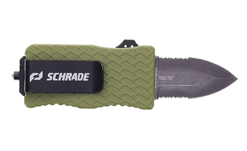 Schrade 1159306 Uproar Tactical Mini 1.90" Serrated Dagger Satin D2 Steel Blade OD Green Aluminum Handle                                                                                                