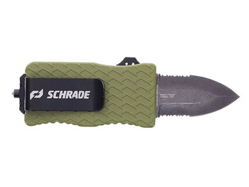 Schrade 1159306 Uproar Tactical Mini 1.90" Serrated Dagger Satin D2 Steel Blade OD Green Aluminum Handle