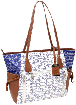 BDOG BDP-086     TOTE STYLE PURSE W/HLSTR  WHT/BLU