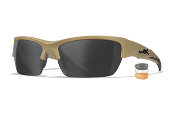 Wiley X CHVAL06T Valor  Medium Smoke Gray/Clear/Light Rust Lens Polycarbonate Matte Tan Frame                                                                                                           