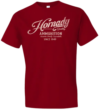 Hornady Gear 31872 Vintage Script  Red Cotton Semi-Fitted Medium                                                                                                                                        