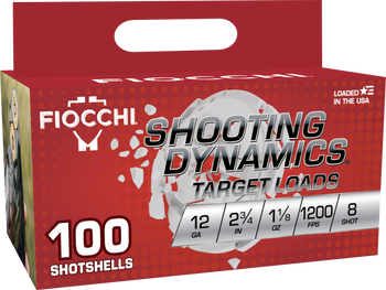Fiocchi 12SDB188 Shooting Dynamics  12Gauge 2.75" 1 1/8oz 8Shot 100 Per Box/2 Case                                                                                                                      