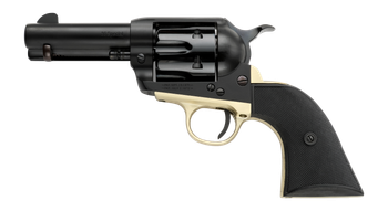 Pietta PFI38ALLOYBR312CB 38 Super 6 Shot 10rd Shot 3.50" Matte Black Alloy Steel Frame w/Brass Backstrap & Trigger Guard, Black Checkered Grip                                                          