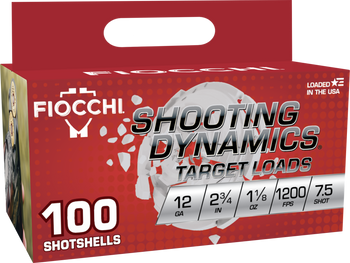Fiocchi 12SDB187 Shooting Dynamics  12Gauge 2.75" 1 1/8oz 7.5Shot 100 Per Box/2 Case                                                                                                                    
