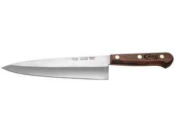 Case 07316 Chef's 8" Fixed Plain Mirror Polished Tru-Sharp SS Blade, Walnut Handle