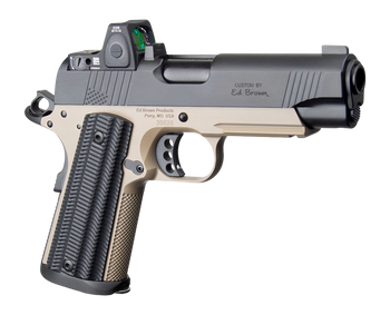 Ed Brown  Special Forces Commander SOCOM w/Optic 45 ACP 7+1 4.25" Black Nitride Barrel, Black Gen4 Stainless Steel Serrated w/Optic Slide, Flat Dark Earth Gen4 Stainless Steel Frame w/Accessory Rail, 