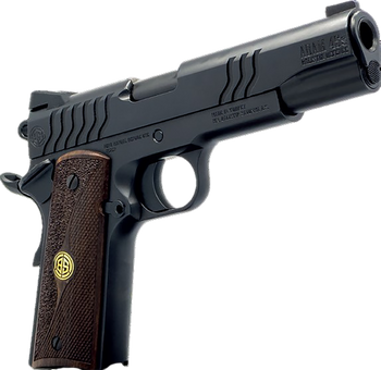 Dickinson LLC DCKSN45BS 1911 Adam 45 ACP 8+1 5" Black Steel Barrel, Shiny Black Serrated Aluminum Slide & Steel Frame, Wood Grip                                                                        