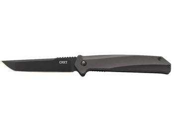 CRKT K500GKP Helical 3.52" Folding Tanto Plain Black Oxide D2 Steel Blade/ Black Aluminum Handle Includes Pocket Clip