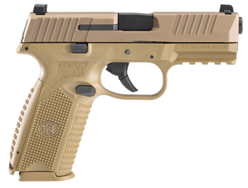 FN 66100489 509  9mm Luger 17+1 4" Black Target Crown Steel Barrel, Flat Dark Earth Serrated Stainless Steel Slide & Polymer Frame w/Picatinny Rail, FDE Interchangeable Backstrap Grip, Ambidextrous   