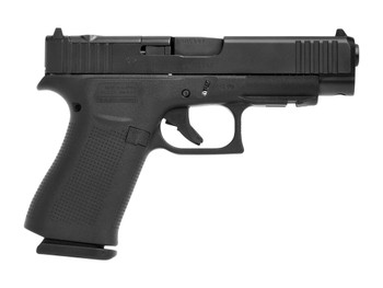 Glock PA4850203FRMOS G48 MOS Slim Compact 9mm Luger 15+1 4.17" Black GMB Barrel, Black nDLC Optic Ready/Serrated Steel Slide, Black Polymer Frame w/Beavertail & Front Rail, Black Textured Polymer Grip