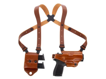 Galco MCII250 Miami Classic II Shoulder System Size Fits Chest Up To 56" Tan Leather Harness Fits Sig P229 Fits Sig P226 Fits Sig P228 Right Hand