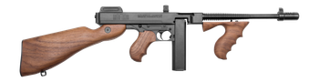 Thompson T1SB 1927A-1 T1SB Deluxe Carbine SBR 45 ACP 20+1 10.50" Blued Finned Barrel w/Compensator, Blued Steel Receiver, Walnut Vertical Grip Forend, Fixed American Walnut Stock & Grip               
