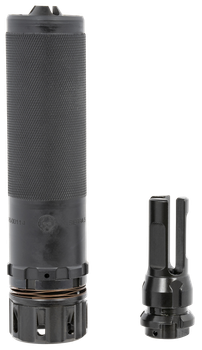 Dead Air SIERRA5KM Sierra-5  5.56mm 1.50"D 1/2"-28 tpi Thread Pattern Made of Stellite Baffles & Stainless Steel Tube with Black Cerakote Finish Includes KeyMo Flash Hider & Mount                     