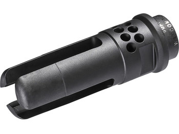 SureFire WARCOMP7625824 Warcomp QD Flash Hider 30 Cal (7.62mm) 5/8"-24 tpi, Open Tine 3-Prong, Ported Black Stainless Steel for AR/M4-Platform (SOCOM Suppressor Compatible)