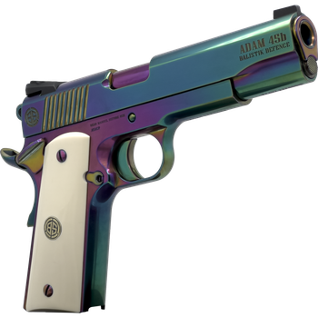 Dickinson LLC DKSN45RBB Adam 1911 Rainbow Full Size 45 ACP 8+1 5" Polished Rainbow PVD Steel B Serrations Slide, Rainbow PVD Steel Frame w/Beavertail                                                   