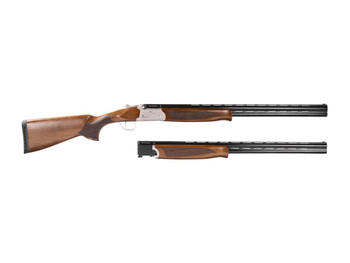Balikli 336025 Blue Label Combo 20/28 Gauge Break Open 3" 2rd 26" Black Over/Under Vent Rib Barrel, Black Aluminum Engraved Pheasant Receiver, Fixed Turkish Walnut Stock