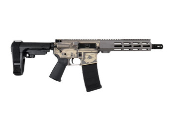 Shark Coast Tactical SCC07428MILFDE-P Military 5.56 NATO 30+1 10.50" Black Nitride Threaded Barrel, 2-Tone FDE Cerakote Aluminum Receiver w/Picatinny Rail, M-LOK Handguard, Polymer SB Tactical SBA3 Br