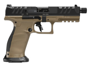 Walther Arms 2871955 PDP Pro SD Full Size 9mm Luger 10+1 5.10" Black Threaded Barrel, Black Optic Ready/Serrated Slide, Flat Dark Earth Polymer Frame w/Picatinny Rail, Textured Polymer Grip