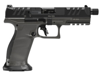 Walther Arms 2871971 PDP Pro SD Full Size 9mm Luger 10+1 5.10" Black Threaded Barrel, Black Optic Ready/Serrated Slide, Tungsten Gray Polymer Frame w/Picatinny Rail, Textured Polymer Grip