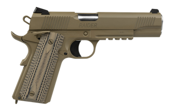 Tisas Arms 10100549 1911 Duty 9mm Luger 9+1 5" Stainless Barrel, Flat Dark Earth Cerakote Stainless Steel Serrated Slide & Frame w/Picatinny Rail, G10 Grip                                             