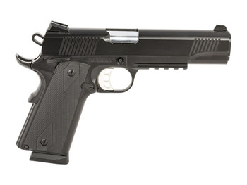 Tisas Arms 10100529 1911 Duty 45 ACP 8+1 5" Stainless Steel Barrel, Black Carbon Steel Serrated Slide & Frame w/Picatinny Rail, Black Rubber Grip