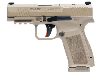 Canik HG7885CAD-N Mete MC9LS *CA Compliant 9mm Luger 10+1 3.63" Black Steel Barrel, Desert Cerakote Steel Serrated Slide, Flat Dark Earth Polymer Frame w/Picatinny Rail, Interchangeable Backstrap Grip