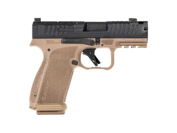 Canik HG8328BDN Mete MC9 Prime Sub-Compact Frame 9mm Luger 17+1 3.64" Black Black Steel Serrated Slide, Flat Dark Earth Polymer Frame w/Picatinny Rail, Textured Grip