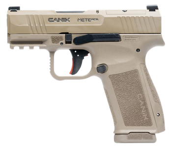 Canik HG7884CAD-N Mete MC9L *CA Compliant 9mm Luger 10+1 3.18" Black Steel Barrel, Desert Cerakote Steel Serrated Slide, Flat Dark Earth Polymer Frame w/Picatinny Rail, Interchangeable Backstrap Grip 