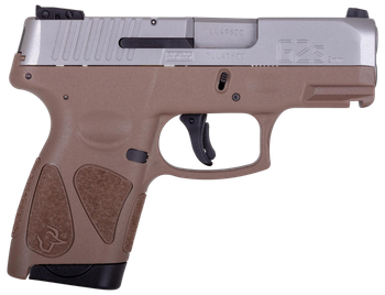 Taurus 1-G2S939B G2S  Compact Frame 9mm Luger 7+1 3.26" Matte Stainless Steel Barrel, Black Stainless Steel Serrated Slide, Brown Polymer Frame w/Accessory Rail, Black Polymer Grip                    