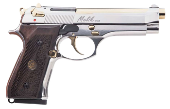 Derya Firearms 10L.MELIK9.NG.TR Melik  9mm Luger 10+1 4.90" Gold TiN Steel Barrel, Black Melonite Serrated Steel Slide,  Black Aluminum Frame, Black Polymer Grip                                       