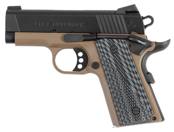 Colt Mfg O7800XEFDE Defender  45 ACP 7+1 3" Black Carbon Steel Serrated Slide, Flat Dark Earth Aluminum Frame w/Beavertail, G10 Grip                                                                    