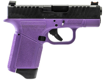 Gforce Arms GF932512PUB Rapture Sub-Compact Frame 9mm Luger 12+1 3.25" Black Steel Barrel, Black Optic Cut/Serrated Steel Slide, Purple Cerakote Polymer Frame