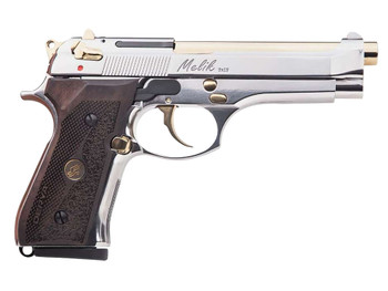 Derya Firearms MELIK9.NG.TR Melik 9mm Luger 17+1 4.90" Gold TiN Steel Barrel, Black Melonite Serrated Steel Slide, Black Aluminum Frame, Black Polymer Grip