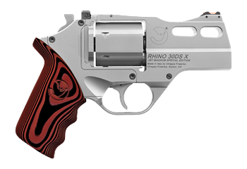 Chiappa Firearms 340353 Rhino 30DSX 357 Mag 6 Shot 3" Stainless Steel Barrel & Cylinder, Stainless Alloy Frame, Black/Red G10 Grip                                                                      
