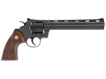 Colt Mfg PYTHONBP8WTS Python 357 Mag/38 Special 6 Shot 8" Blued Carbon Steel Vent Rib Barrel, Cylinder & Frame, Wood Grip, Exposed Hammer